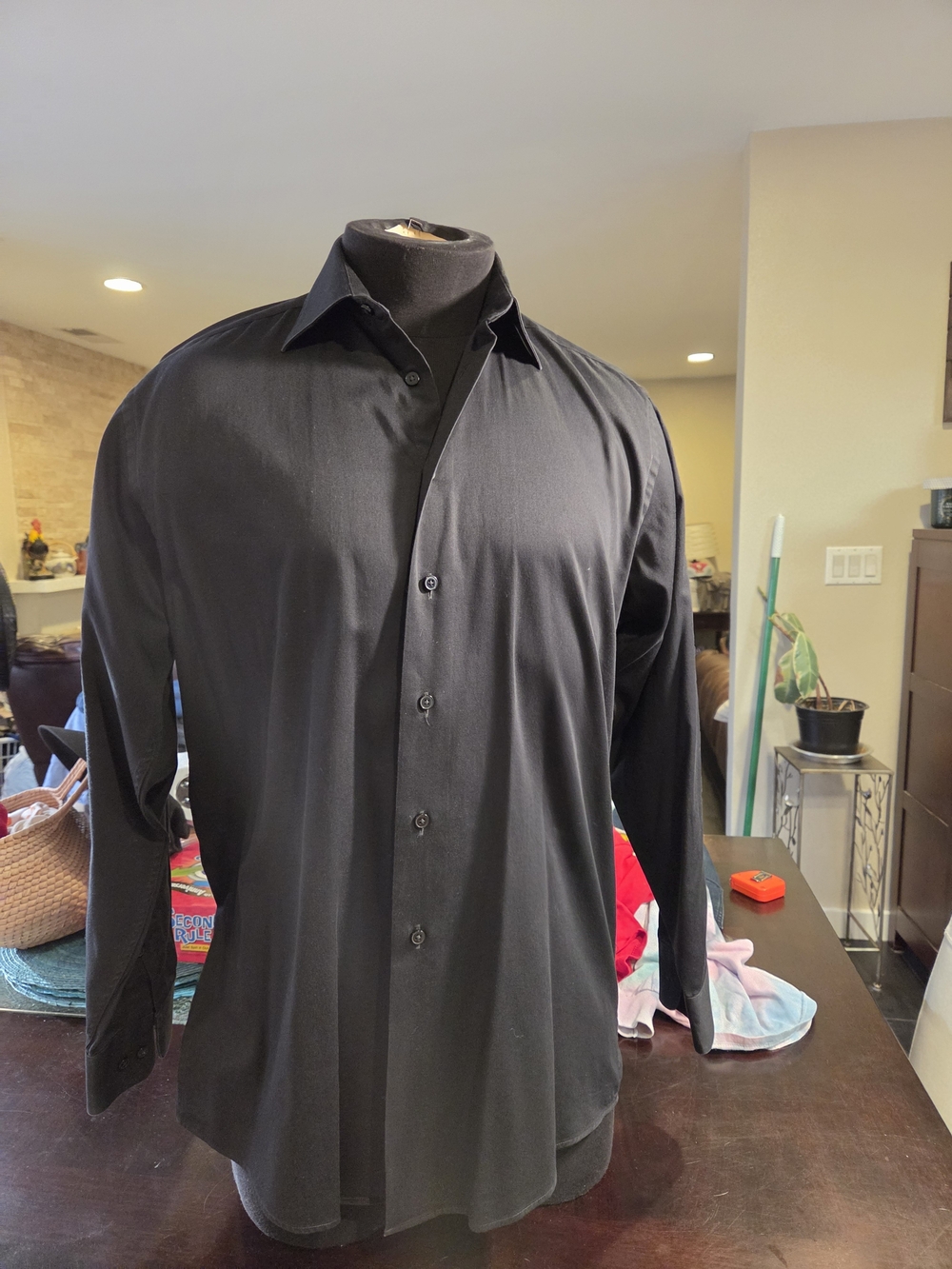Calvin Klein Black Long-Sleeve Dress Shirt